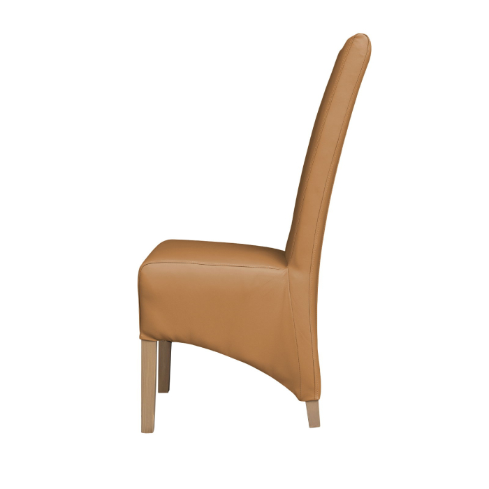 Set 2 scaune living VANESSA, picioare lemn natur, piele ecologica bej inchis, 47x60x110 cm [3]