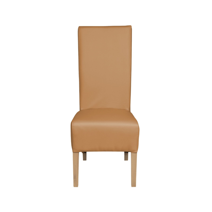 Set 2 scaune living VANESSA, picioare lemn natur, piele ecologica bej inchis, 47x60x110 cm [2]