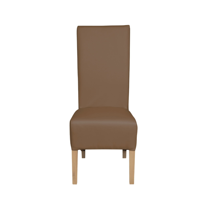 Set 2 scaune living VANESSA, picioare lemn natur, piele ecologica cappuccino, 47x60x110 cm [2]