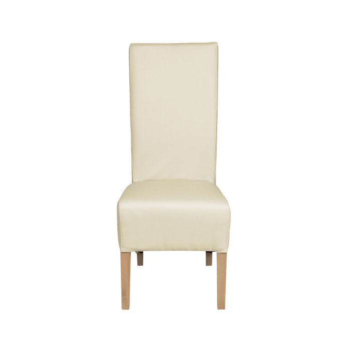 Set 2 scaune living VANESSA, picioare lemn natur, piele ecologica crem, 47x60x110 cm [2]