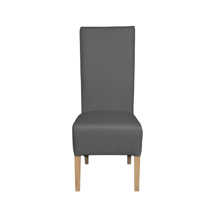 Set 2 scaune living VANESSA, picioare lemn natur, piele ecologica gri, 47x60x110 cm [2]