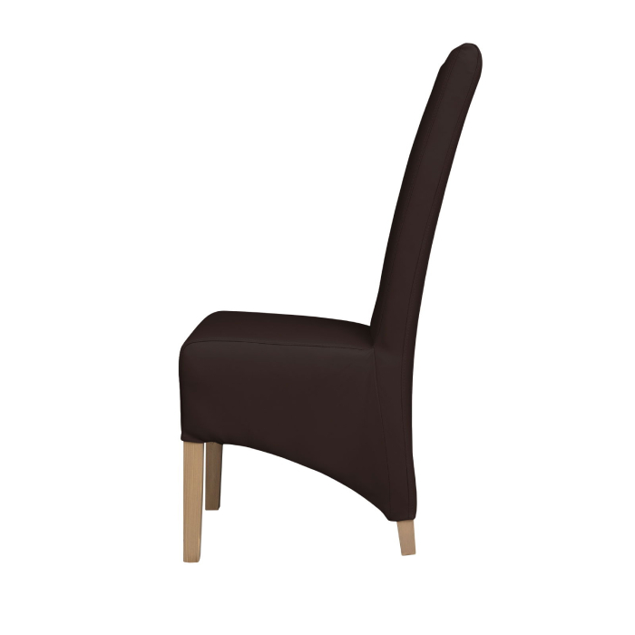Set 2 scaune living VANESSA, picioare lemn natur, piele ecologica maro inchis, 47x60x110 cm [3]