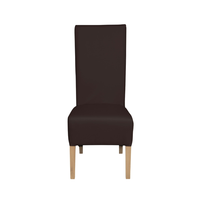 Set 2 scaune living VANESSA, picioare lemn natur, piele ecologica maro inchis, 47x60x110 cm [2]