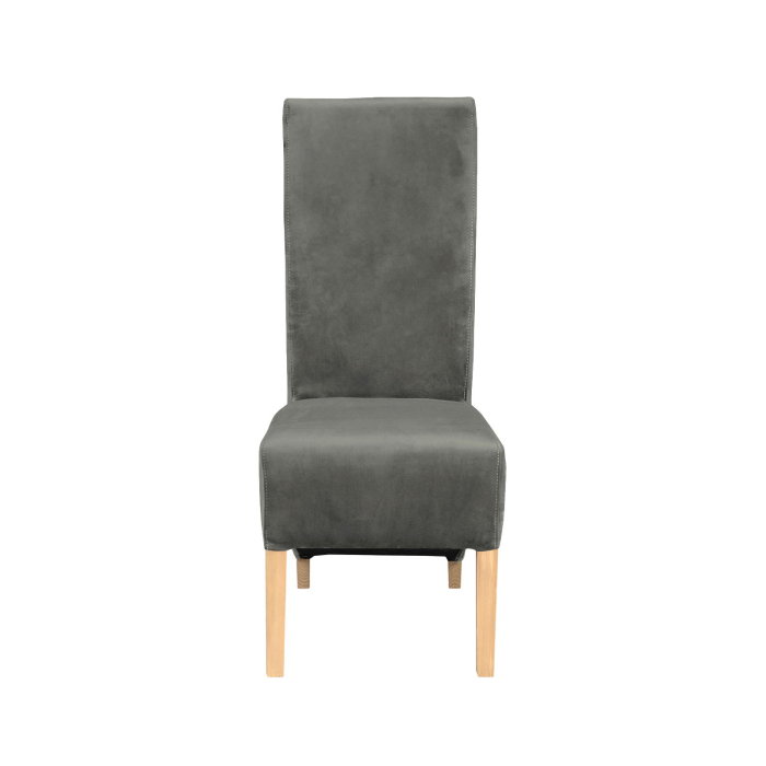 Set 2 scaune living VANESSA, picioare lemn natur, stofa gri deschis, 47x60x110 cm [2]