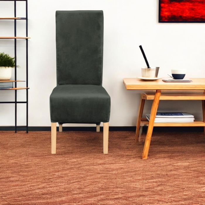 Set 2 scaune living VANESSA, picioare lemn natur, stofa gri inchis, 47x60x110 cm [5]