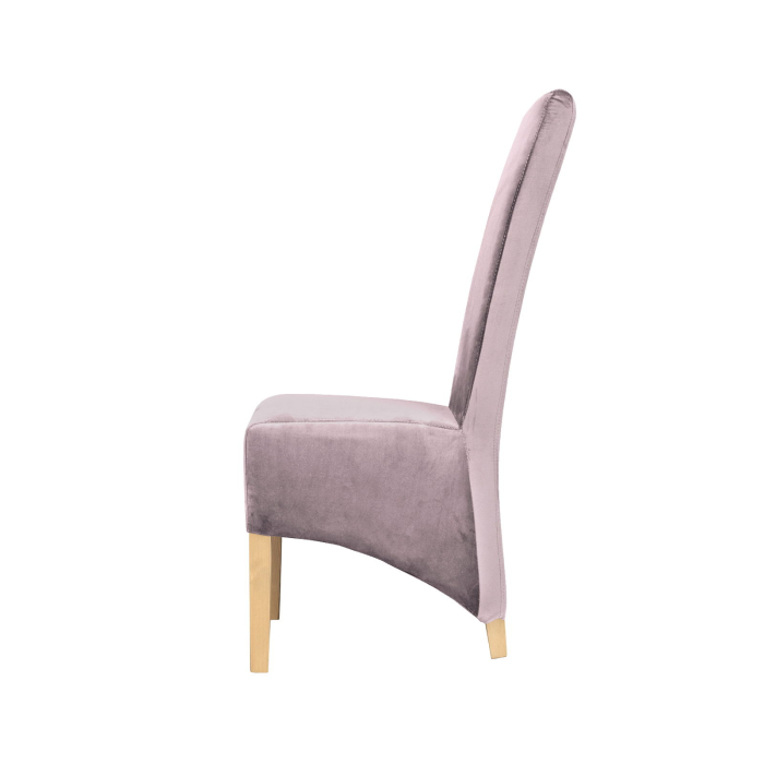 Set 2 scaune living VANESSA, picioare lemn natur, stofa roz pudra, 47x60x110 cm [3]