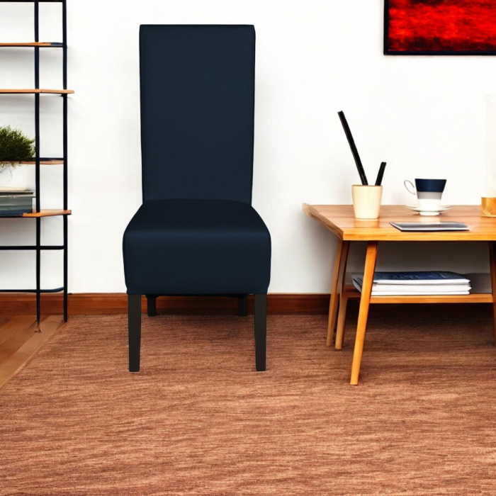 Set 2 scaune living VANESSA, picioare lemn wenge, piele ecologica albastru, 47x60x110 cm [5]
