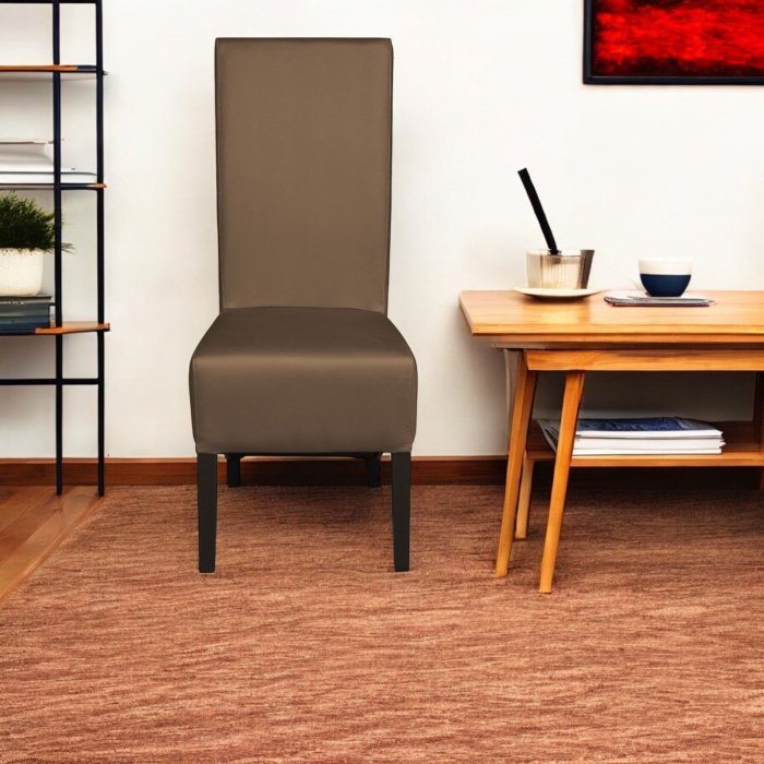 Set 2 scaune living VANESSA, picioare lemn wenge, piele ecologica cappuccino, 47x60x110 cm [5]