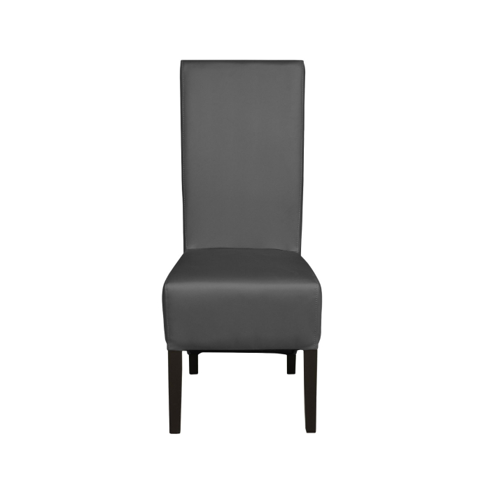 Set 2 scaune living VANESSA, picioare lemn wenge, piele ecologica gri, 47x60x110 cm [2]