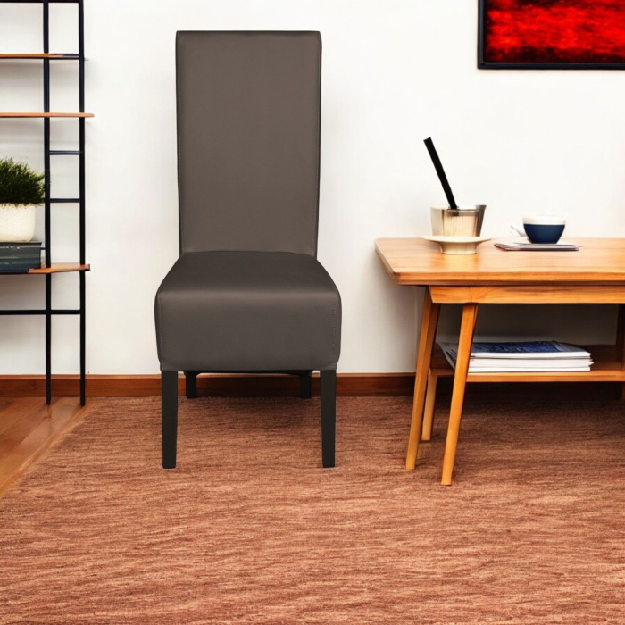 Set 2 scaune living VANESSA, picioare lemn wenge, piele ecologica gri elefant, 47x60x110 cm [5]