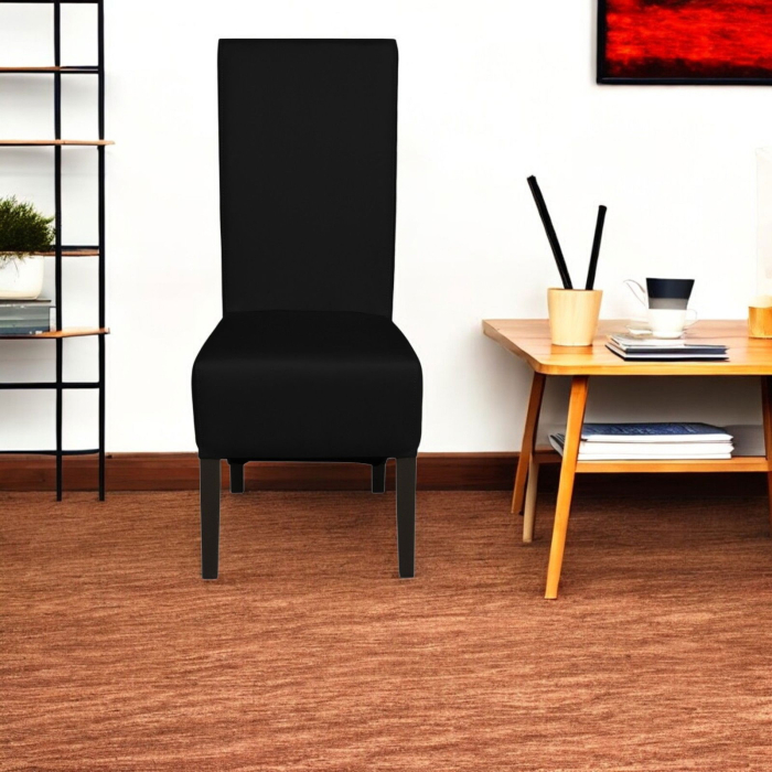Set 2 scaune living VANESSA, picioare lemn wenge, piele ecologica negru, 47x60x110 cm [5]