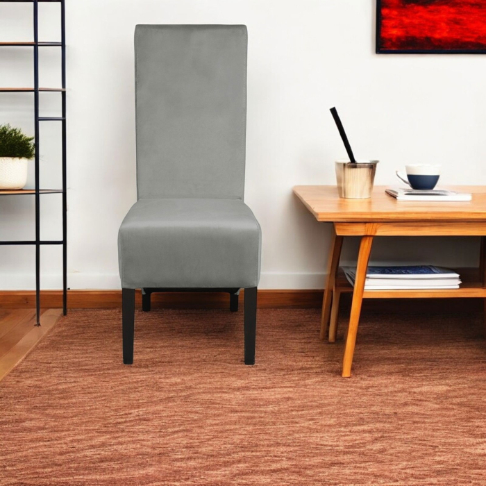 Set 2 scaune living VANESSA, picioare lemn wenge, stofa bej, 47x60x110 cm [5]