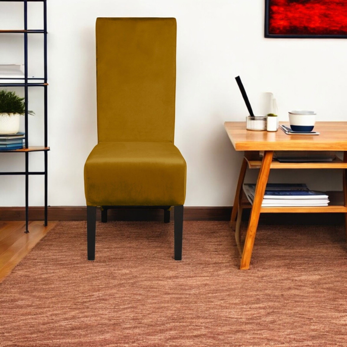 Set 2 scaune living VANESSA, picioare lemn wenge, stofa galben, 47x60x110 cm [5]