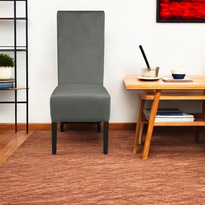 Set 2 scaune living VANESSA, picioare lemn wenge, stofa gri deschis, 47x60x110 cm [5]