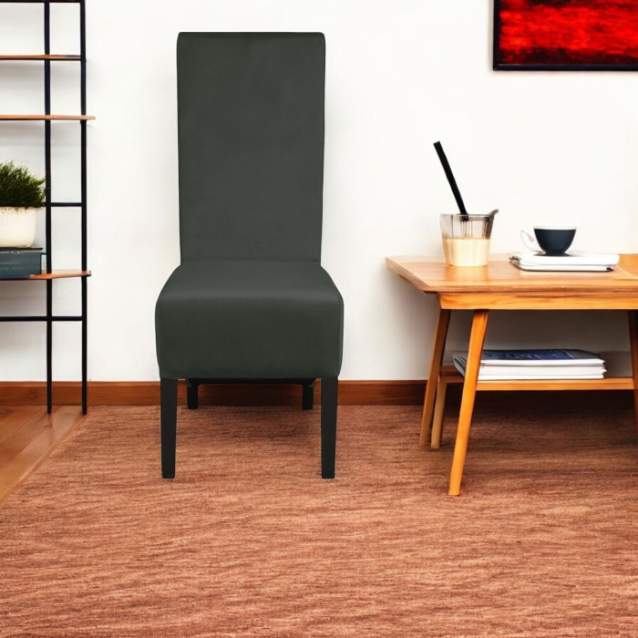 Set 2 scaune living VANESSA, picioare lemn wenge, stofa gri inchis, 47x60x110 cm [5]
