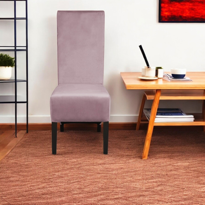 Set 2 scaune living VANESSA, picioare lemn wenge, stofa roz pudra, 47x60x110 cm [5]