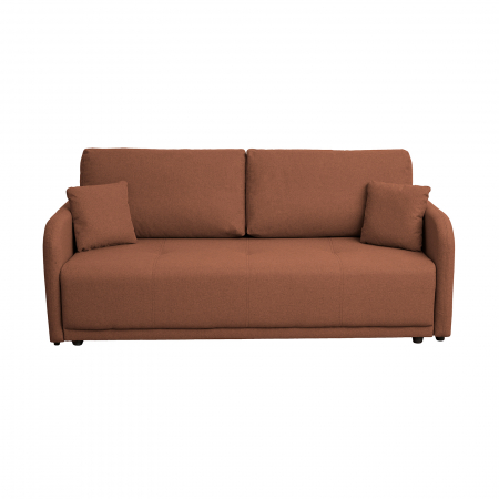Canapea extensibila BER210S, 3 locuri, cu arcuri si lada depozitare, caramiziu, 210x110x90 cm
