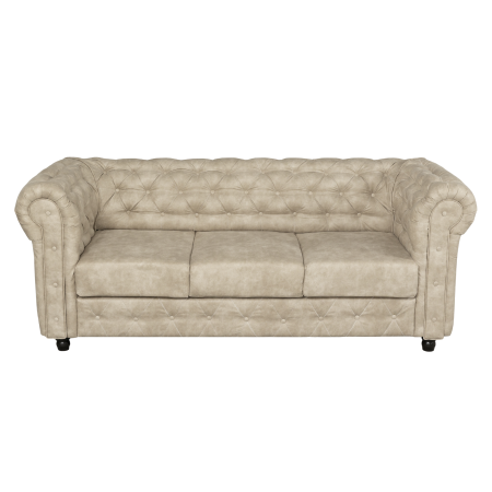 Canapea fixa CHE205, 3 locuri, cu arcuri, bej, 205x90x80 cm