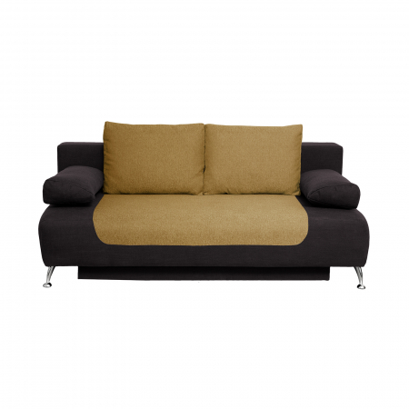 Canapea extensibila DAR195, 3 locuri, cu arcuri si lada depozitare, gri inchis + galben, 195x98x74 cm
