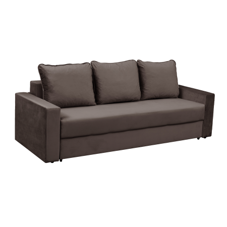 Canapea extensibila NIC220, 3 locuri, cu arcuri si lada depozitare, maro, 220x85x75 cm [1]