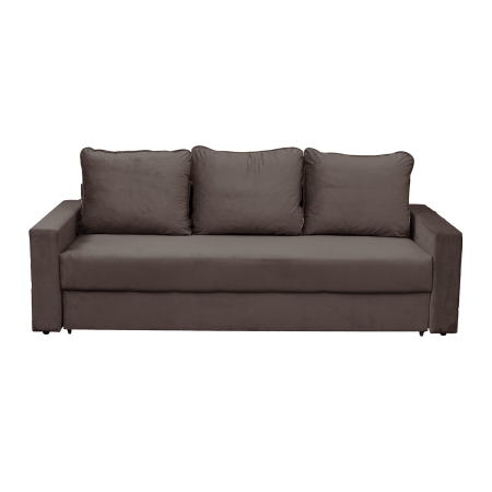 Canapea extensibila NIC220, 3 locuri, cu arcuri si lada depozitare, maro, 220x85x75 cm