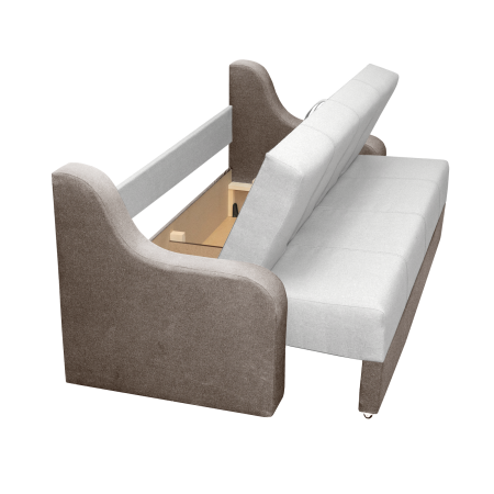 Canapele Clasice - Canapea VALY II extensibila, 3 locuri, cu lada depozitare, maro deschis + gri deschis, 215x90x95 cm