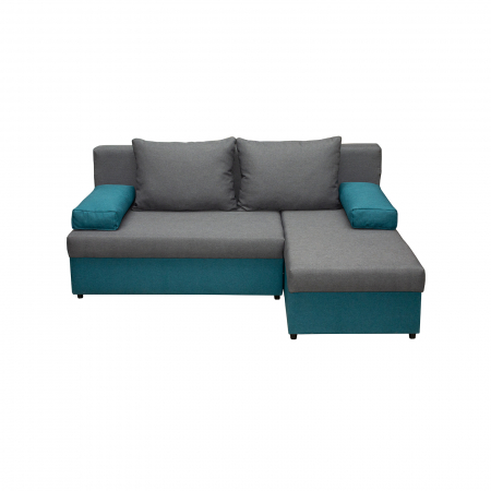 Coltar extensibil ANA200, cu lada depozitare, colt interschimbabil, turcoaz + gri inchis, 200x140x83 cm