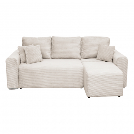 Coltar/Canapea extensibil BEG240, cu arcuri si lada depozitare, colt interschimbabil, bej, 240x153x80 cm
