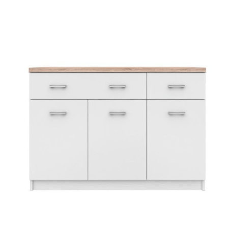 Colectia TOP MIX - Comoda TOP MIX, 3 usi, 2 sertare, alb, 120x33x85 cm