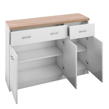 Colectia TOP MIX - Comoda TOP MIX, 3 usi, 2 sertare, alb, 120x33x85 cm