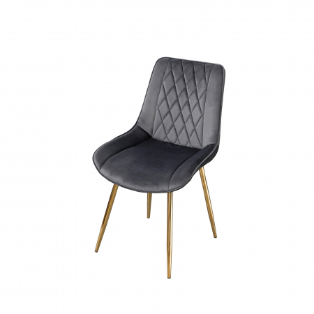 Scaune Dining - Scaun tapitat, gri + auriu, 46x59x80 cm - ExpoMob