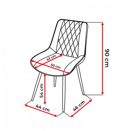 Scaune Dining - Scaun tapitat, gri + auriu, 46x59x80 cm - ExpoMob