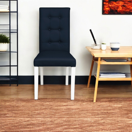 Set 2 scaune living TEO LUX, picioare lemn alb, piele ecologica albastru, 46x60x98 cm [4]