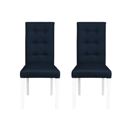 Produs în România - Set 2 scaune living TEO LUX, picioare lemn alb, piele ecologica albastru, 46x60x98 cm