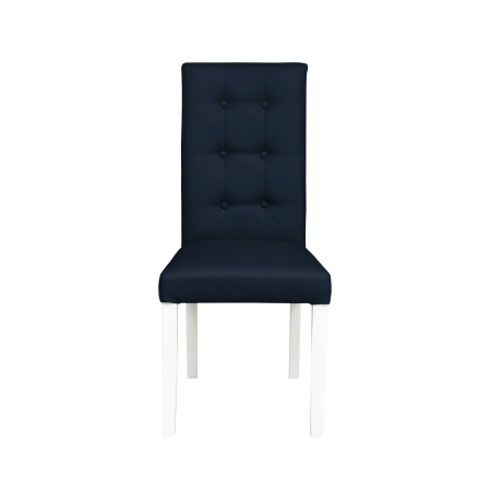 Produs în România - Set 2 scaune living TEO LUX, picioare lemn alb, piele ecologica albastru, 46x60x98 cm