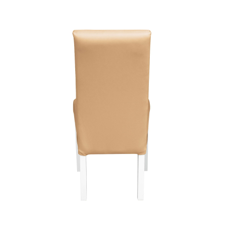 Produs în România - Set 2 scaune living TEO LUX, picioare lemn alb, piele ecologica bej, 46x60x98 cm