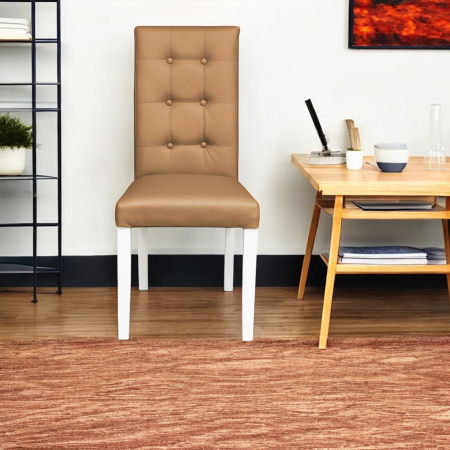 Set 2 scaune living TEO LUX, picioare lemn alb, piele ecologica bej inchis, 46x60x98 cm [4]