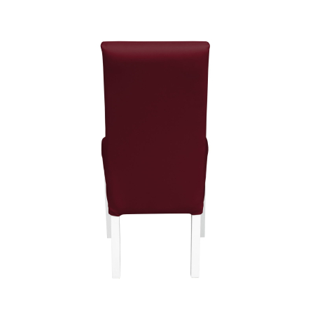 Produs în România - Set 2 scaune living TEO LUX, picioare lemn alb, piele ecologica bordo, 46x60x98 cm