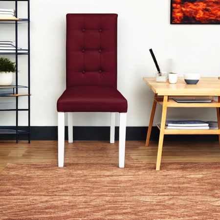 Set 2 scaune living TEO LUX, picioare lemn alb, piele ecologica bordo, 46x60x98 cm [4]
