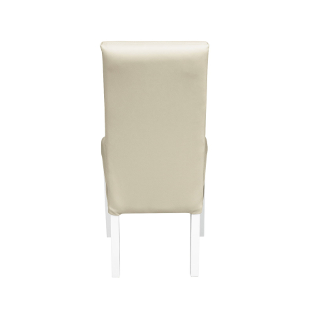 Produs în România - Set 2 scaune living TEO LUX, picioare lemn alb, piele ecologica crem, 46x60x98 cm