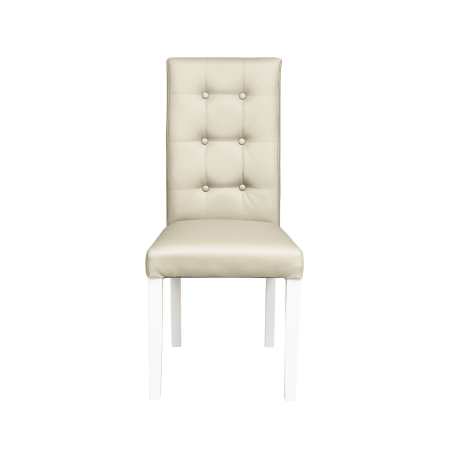 Produs în România - Set 2 scaune living TEO LUX, picioare lemn alb, piele ecologica crem, 46x60x98 cm