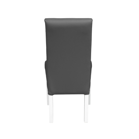 Scaune Dining - Set 2 scaune living TEO LUX, picioare lemn alb, piele ecologica gri, 46x60x98 cm