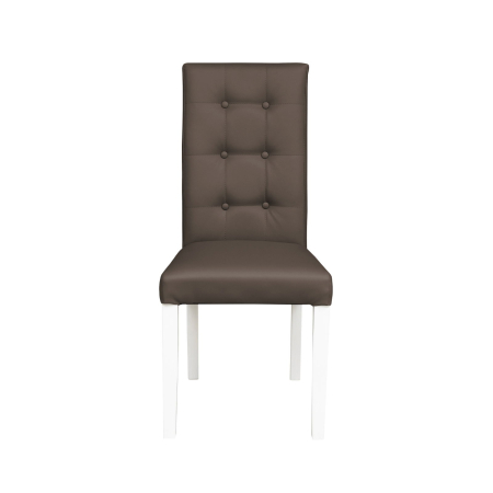 Produs în România - Set 2 scaune living TEO LUX, picioare lemn alb, piele ecologica gri elefant, 46x60x98 cm
