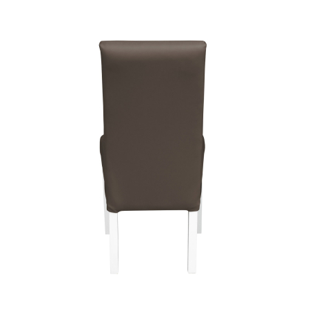 Produs în România - Set 2 scaune living TEO LUX, picioare lemn alb, piele ecologica gri elefant, 46x60x98 cm