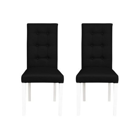 Produs în România - Set 2 scaune living TEO LUX, picioare lemn alb, piele ecologica negru, 46x60x98 cm
