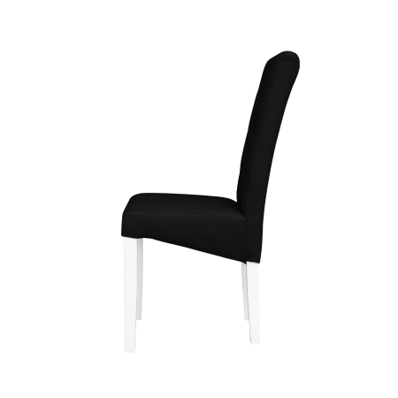 Produs în România - Set 2 scaune living TEO LUX, picioare lemn alb, piele ecologica negru, 46x60x98 cm