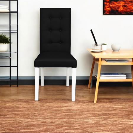 Set 2 scaune living TEO LUX, picioare lemn alb, piele ecologica negru, 46x60x98 cm [4]
