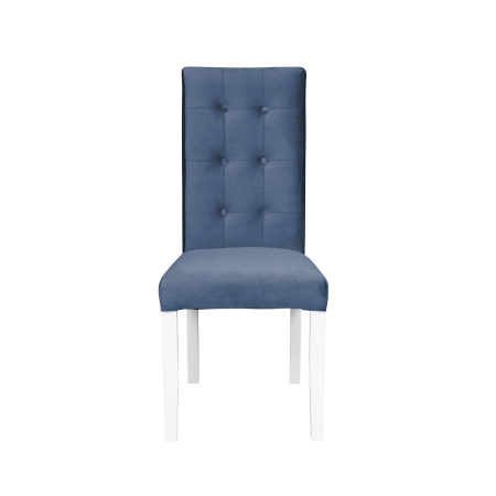 Produs în România - Set 2 scaune living TEO LUX, picioare lemn alb, stofa albastru deschis, 46x60x98 cm