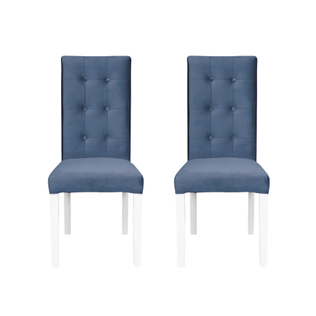 Produs în România - Set 2 scaune living TEO LUX, picioare lemn alb, stofa albastru deschis, 46x60x98 cm