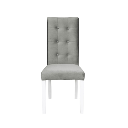 Produs în România - Set 2 scaune living TEO LUX, picioare lemn alb, stofa bej, 46x60x98 cm